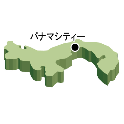パナマ共和国無料フリーイラスト｜首都名・立体(緑)